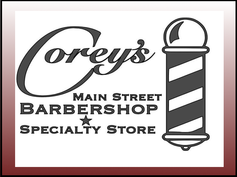 Click or tap to visit. Logo-Corey's Main Street Barber Shop